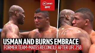 Usman and Burns embrace after UFC 258! Respect between former team-mates following Usman win