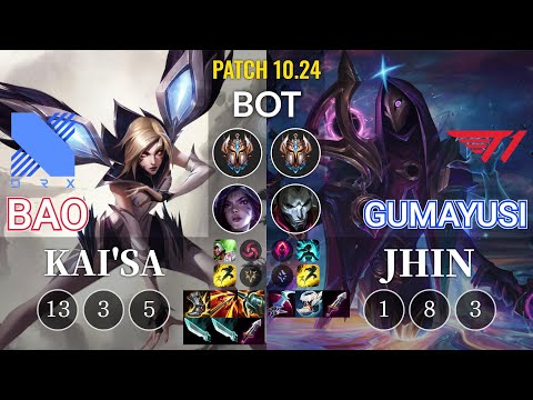 DRX BAO Kai'Sa vs T1 Gumayusi Jhin Bot - KR Patch 10.24
