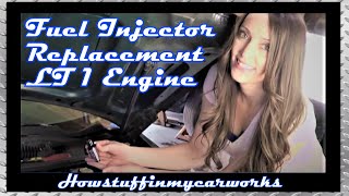 Beautiful Girl replaces bad Fuel Injector on LT1 Firebird Trans Am