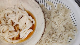 ②本日の無添加ごはん。薄力粉と塩と水だけで作った無添加うどん。皇暦2686年5月15日撮影。
