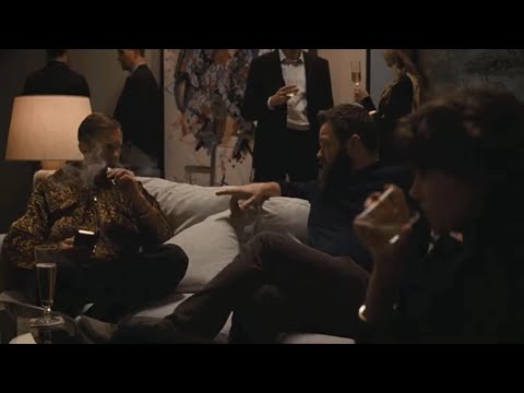 Greg approaches the Swedes, but Oskar blows smoke in his face SUCCESSION SEASON 4, EPISODE 7