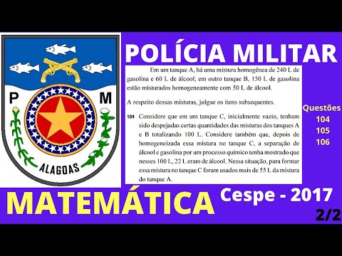 Prova PMAL 2017 - Matemática - Cespe - Soldado Combatente - parte 2/2