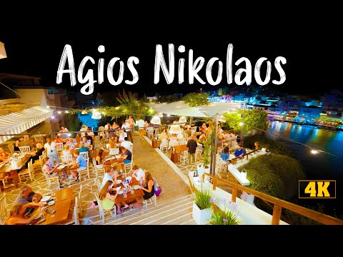 Agios Nikolaos Crete, Kreta, walking tour 4K || Nightlife || Greece travel guide 2025