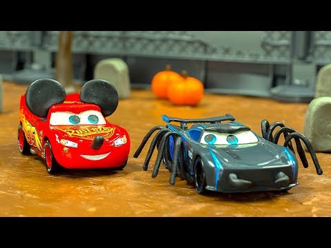 RACE CARS Series 2 Halloween 👻 w/ Jackson Storm Lightning McQueen Tow Mater Zombies STOP MOTION Video