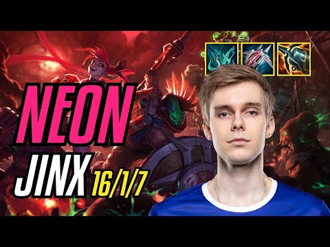NEON - JINX vs APHELIOS ADC - EUW GRANDMASTER - PATCH 11.8 QUADRAKILL