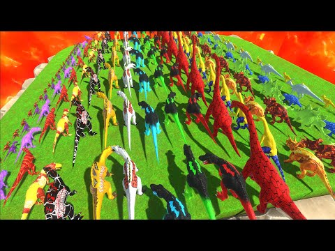 Color All Carnivore Dinosaurs vs Herbivore Dinosaurs Death Run - Animal Revolt Battle Simulator