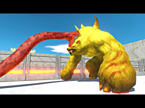Gold Mutant Bear vs Dangerous Random Team in Lava Stadium Arena - Animal Revolt Battle Simulator