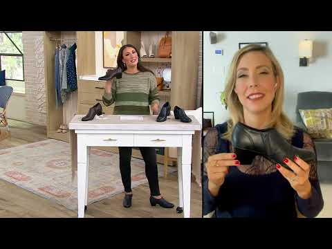 Clarks Collection Leather Block Heeled Shootie - Emily2 Dove on QVC