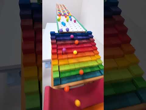 marble Run Race ASMR #133 Wooden Wave Course Colorful Marbles   #marblerun #marblerunrace #asmr