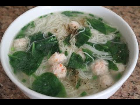 Shrimp Ball Somen Noodles with Spinach Soup Recipe