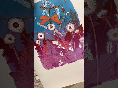 Multi blocks linocut “Dragonflies” #linocut #blockprinting # reliefprint #printmaking #elinaartist