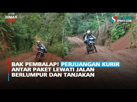 Bak Pembalap! Perjuangan Kurir Antar Paket Lewati Jalan Berlumpur dan Tanjakan