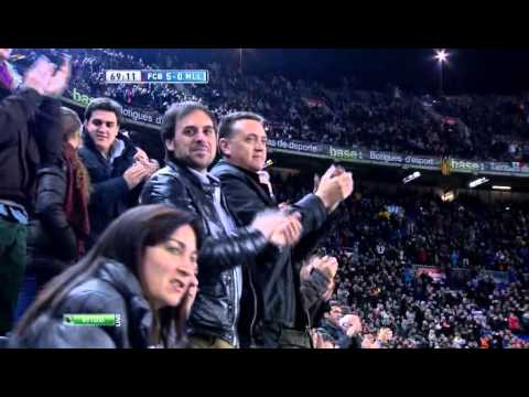 Abidal's return: Éric Abidal is given a standing ovation at Camp Nou