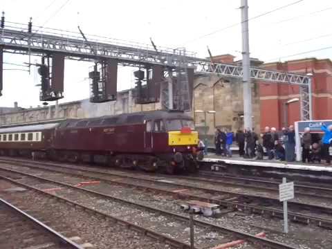 The x2 Class 47 WCRC Nos.47772+47245 with The Settle Carlisle & Tyne Valley Pullman at Carlisle.