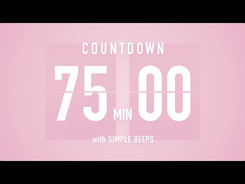75 Minute Countdown Timer 🌸 Flip Clock with Simple Beeps 🔔