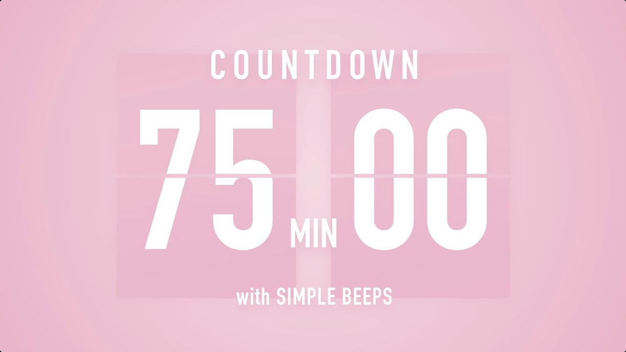 75 Minute Countdown Timer 🌸 Flip Clock with Simple Beeps 🔔