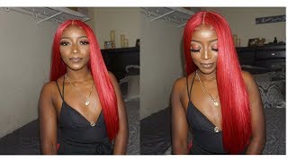 $30 It&#39;s A Wig Deep Part Swiss Lace Wig Vivid Red Alexa- Divatress.com