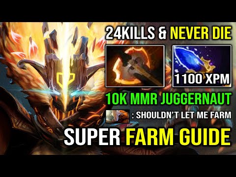 How to Fast Farm Like a Pro 10K Juggernaut with First ITEM Battle Fury + Aghanim 1100 XPM Dota 2