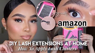 DIY Lash Extensions AT HOME | AMAZON INDIVIDUAL LASH CLUSTERS KIT TUTORIAL | VEYESBEAUTY LASHES