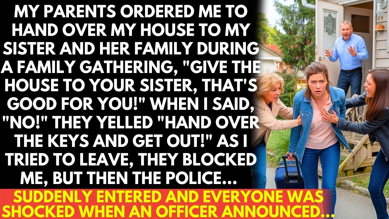 My parents ordered that I give my house to my sister; when I refused, yelled, "Give keys & get out!"