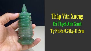 Tháp Văn Xương Đá Thạch Anh Xanh Tự Nhiên Cao 11.5cm