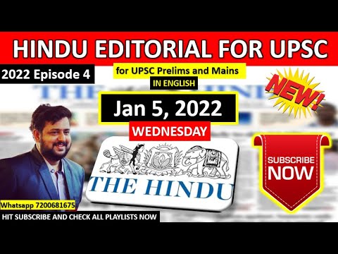 BEST Hindu Editorial in English | Hindu EDITORIAL in English | January 5, 2022 | By Vysh | Vysh IAS
