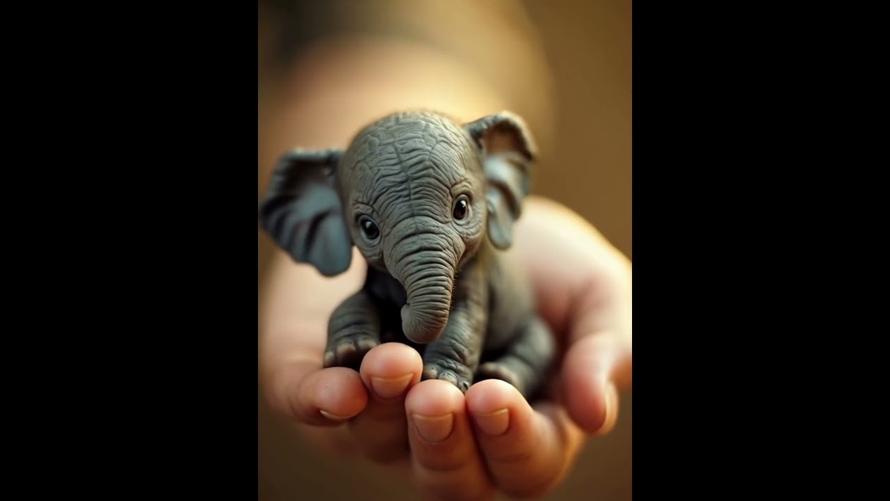 Tiny Baby Elephant in Hand 🐘 | AI-Generated Wildlife Cuteness at Its Best!