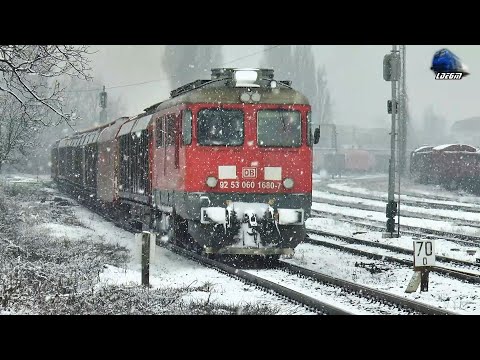 ❄LDE2100 60-1680-7&Marfar DB Cargo Freight Train in Zăpadă/Snow in Oradea Est Triaj 11 January 2021