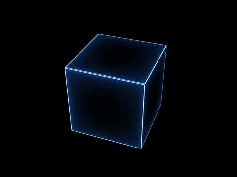 Neon Cube. 3D animation. Animated neon cube.