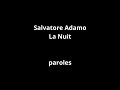 Salvatore Adamo-La Nuit-paroles