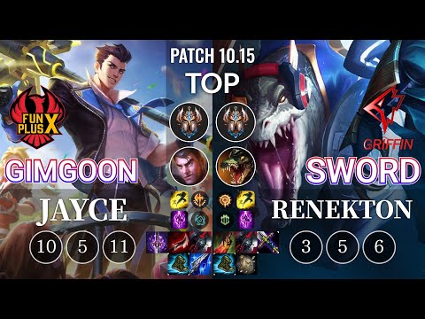 FPX GimGoon Jayce vs GRF Sword Renekton Top - KR Patch 10.15
