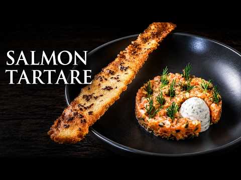 Salmon Tartare with Sour Cream and Crispy Capers