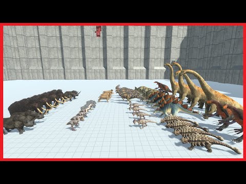 PREHISTORIC MAMMALS VS HERBIVORE DINOSAURS (4vs4) - ANIMAL REVOLT BATTLE SIMULATOR