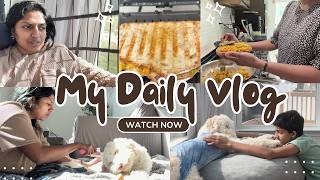 ஒரு குட்டி  story!! My FAMILY got sick🤒Day in my life with kids husband & puppy Family Traveler VLOG