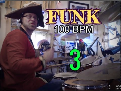 Funk Drums Backing Track Medium Tempo 100 BPM Funky  Shuffle (Real Drums)