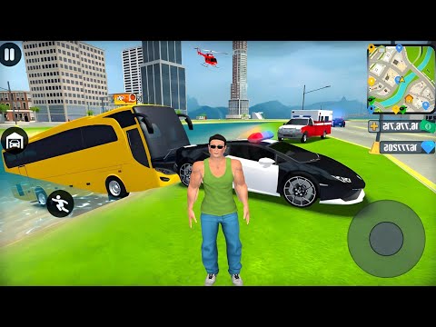 US Police Car and Public Transport Bus Driving in Open World - Android Gameplay FHD