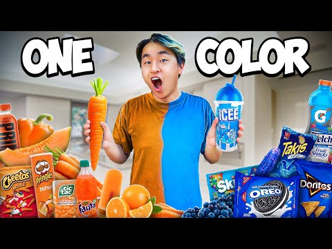 Eating Only ONE Color of Food for 24 Hours (Orange Vs Blue)