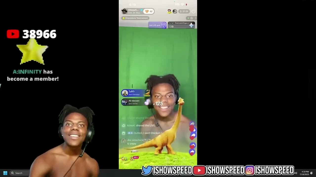 IShowSpeed goes NPC live on tiktok | earned $1900 (full video)