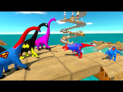 3x BRACHIOSAURUS vs ALL DINOSAURS DEATH FALL - Animal Revolt Battle Simulator