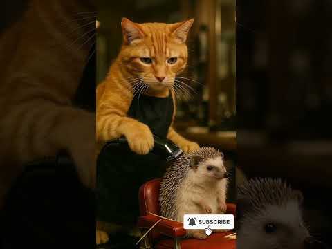 Cat Barber Gives Hedgehog a Wild Makeover! 🐱🦔