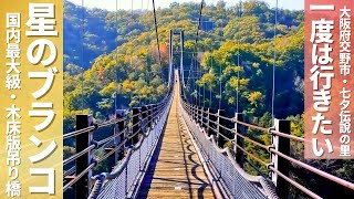 Japan's largest wooden floor suspension bridge Star Swing...Let's explore nature slowly
