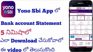 How to download SBI Bank Account Statement in yono sbi app online telugu