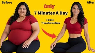 Belly fat Burning Exercise at home// 7 Minutes Workout Routine for women // 7 days Challenge 🔥