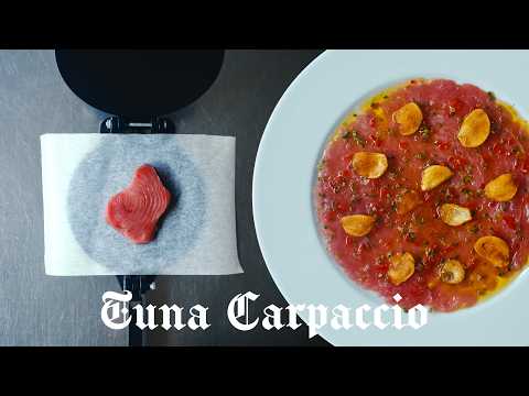 Using a tortilla press to make tuna carpaccio