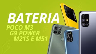 Bateria e Custo-benefício: Poco M3, Moto G9 Power ou Galaxy M21s e M51?