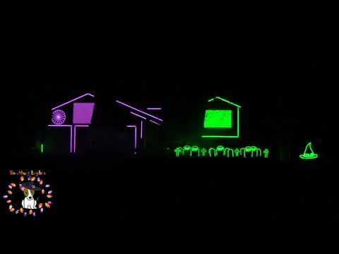 SnoMutt Lights 2018 Halloween Light Show - Better Quality