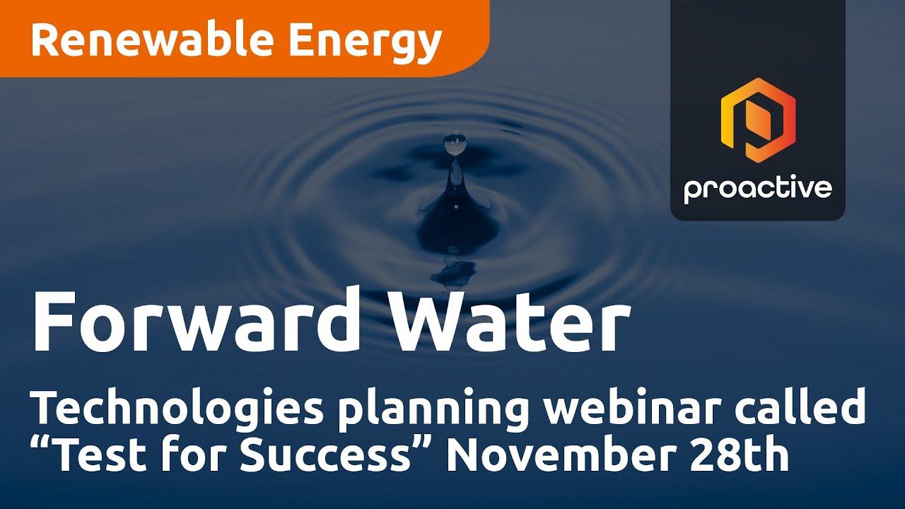 Forward Water Technologies planning webinar called “Test for Success” November 28th