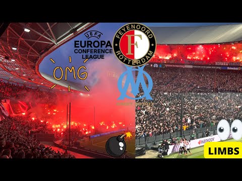 FANS CLASH with HUGE CHOREO + PYRO LEGIOEN AND L'OM SUPPORTERS l Feyenoord - L'OM (3-2) l Conference