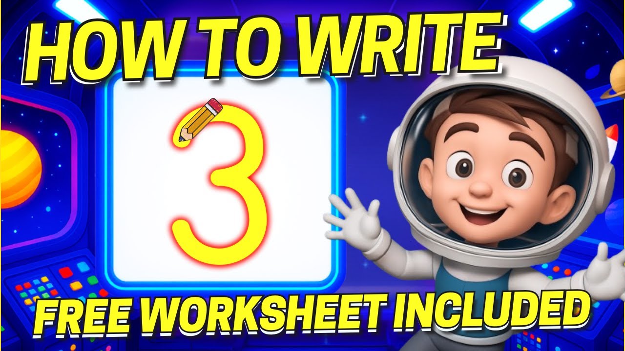 Learn to Write Number 3 - Interactive Writing Lesson + Free Worksheet (Coco + Super Simple Inspo)