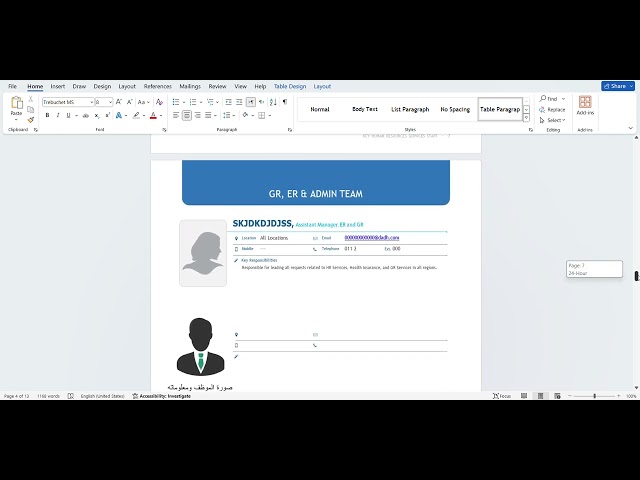 ملف قابل لتعديل ملخص خدمات الموارد البشرية وارقام...